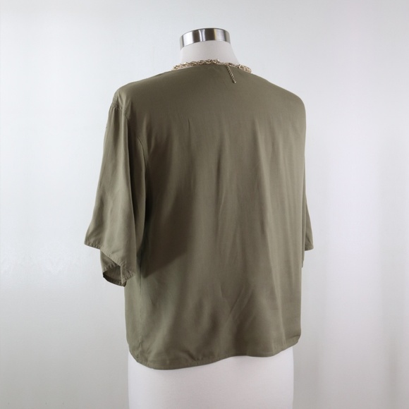 Talbots Taupe Tan Crop M Top - Picture 4 of 5